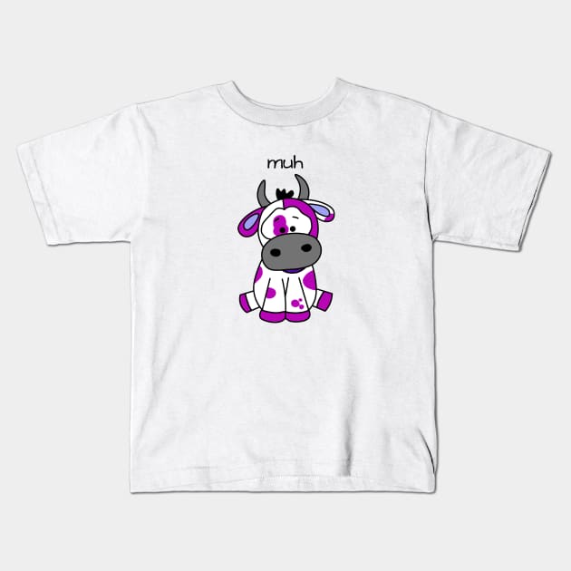 purple Cow Muh Doodle Kids T-Shirt by Hispaniola-Fineart